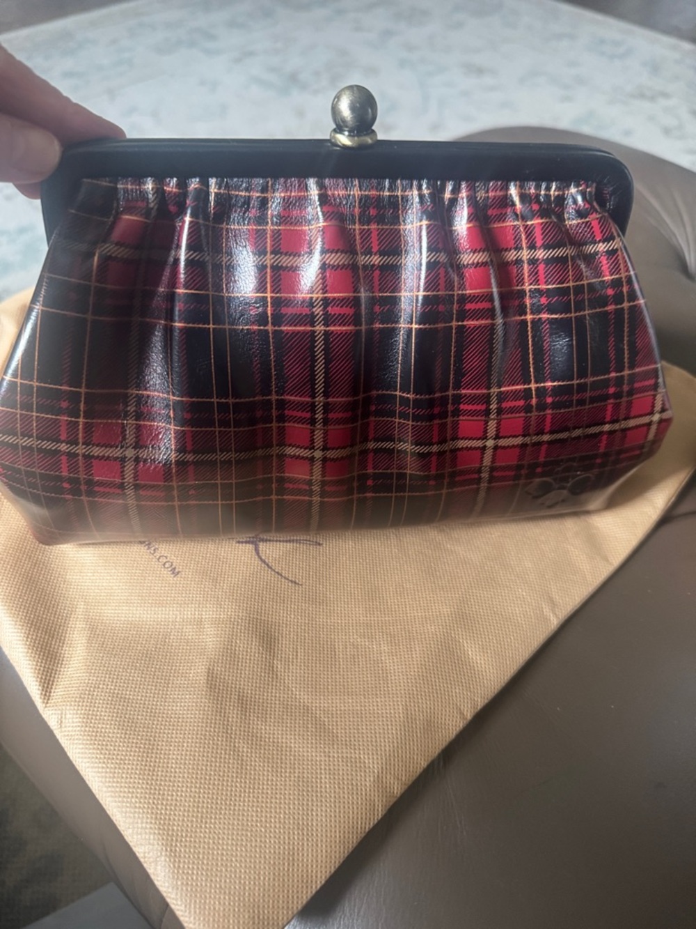 Patricia Nash Ealing Frame Crossbody Red Tartan Plaid NWT Kisslock Clutch